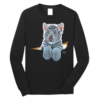 Schim Schimmel Original Artwork, White Tiger Cub Long Sleeve Shirt