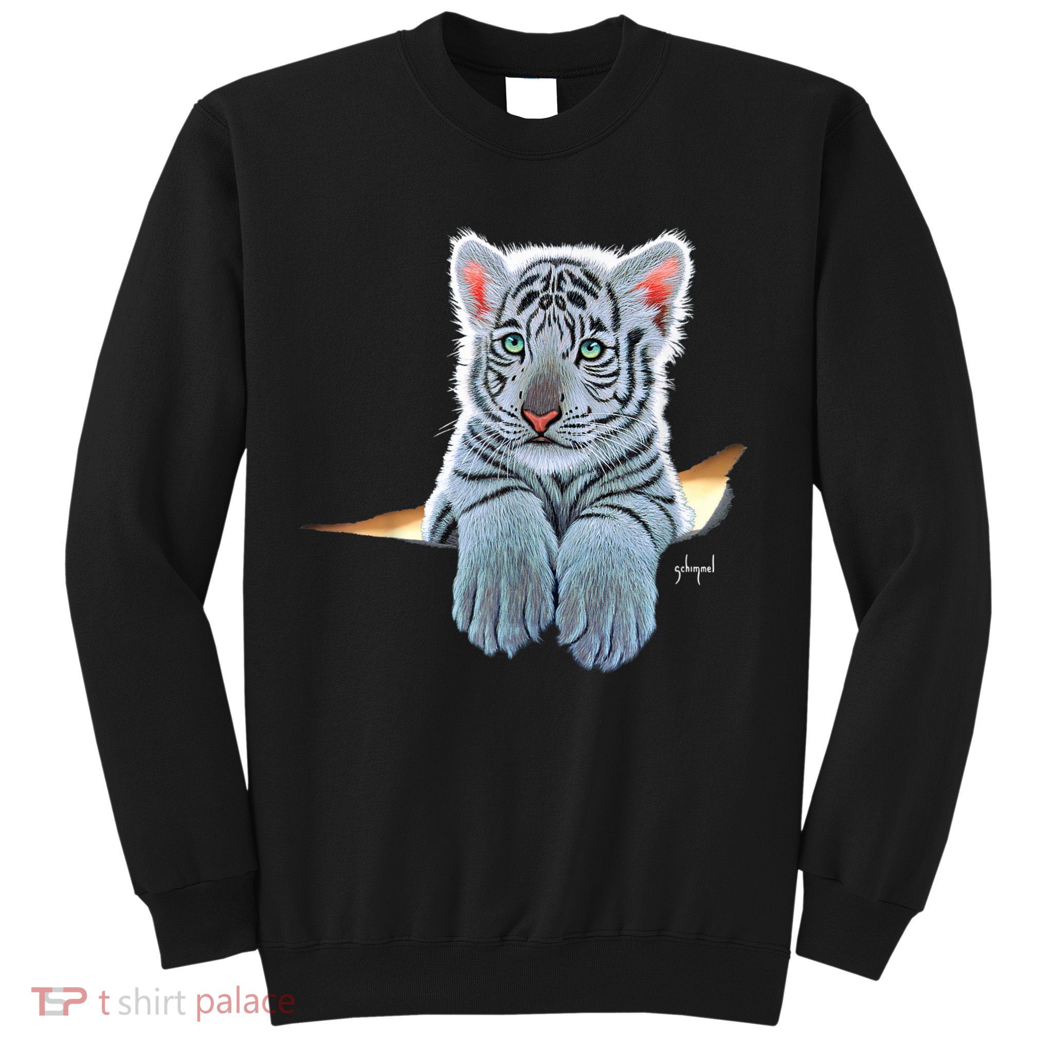 Schim Schimmel Original Artwork, White Tiger Cub Sweatshirt