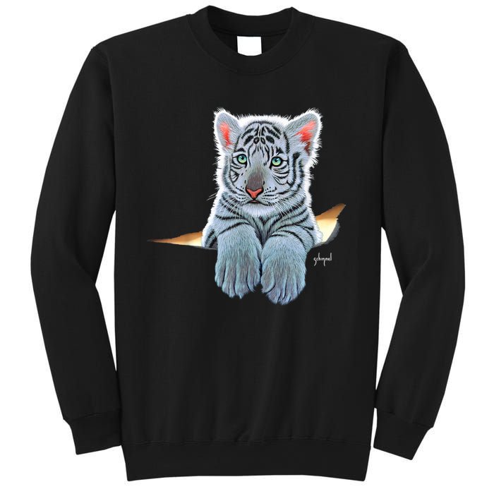 Schim Schimmel Original Artwork, White Tiger Cub Sweatshirt