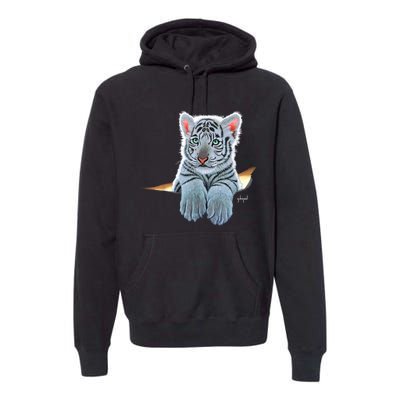 Schim Schimmel Original Artwork, White Tiger Cub Premium Hoodie