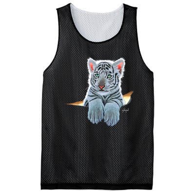 Schim Schimmel Original Artwork, White Tiger Cub Mesh Reversible Basketball Jersey Tank