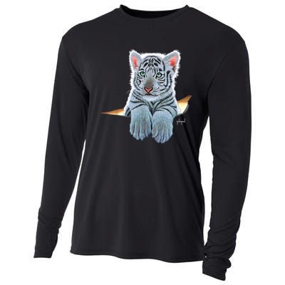 Schim Schimmel Original Artwork, White Tiger Cub Cooling Performance Long Sleeve Crew