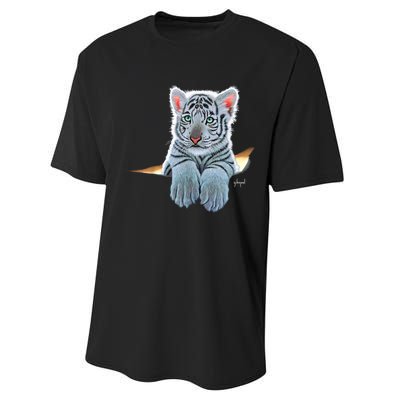 Schim Schimmel Original Artwork, White Tiger Cub Performance Sprint T-Shirt