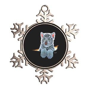 Schim Schimmel Original Artwork, White Tiger Cub Metallic Star Ornament