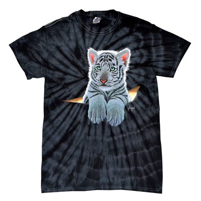 Schim Schimmel Original Artwork, White Tiger Cub Tie-Dye T-Shirt