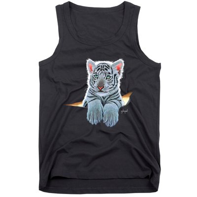 Schim Schimmel Original Artwork, White Tiger Cub Tank Top