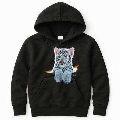 Schim Schimmel Original Artwork, White Tiger Cub Kids Hoodie