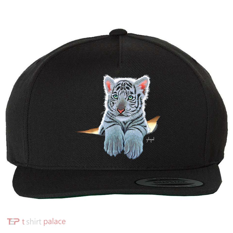 Schim Schimmel Original Artwork, White Tiger Cub Wool Snapback Cap