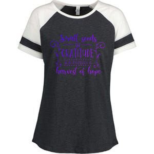 Small Seeds Of Gratitude Will Produce A Harvest Funny Design Enza Ladies Jersey Colorblock Tee