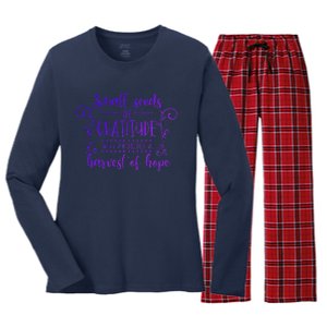 Small Seeds Of Gratitude Will Produce A Harvest Funny Design Women's Long Sleeve Flannel Pajama Set 