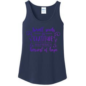 Small Seeds Of Gratitude Will Produce A Harvest Funny Design Ladies Essential Tank