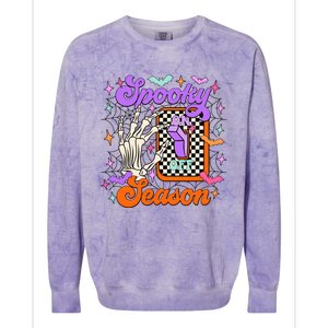 Spooky Season On Skeleton Hand Halloween Pumpkin Colorblast Crewneck Sweatshirt