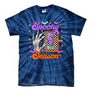 Spooky Season On Skeleton Hand Halloween Pumpkin Tie-Dye T-Shirt