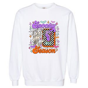 Spooky Season On Skeleton Hand Halloween Pumpkin Garment-Dyed Sweatshirt