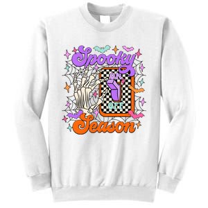 Spooky Season On Skeleton Hand Halloween Pumpkin Sweatshirt