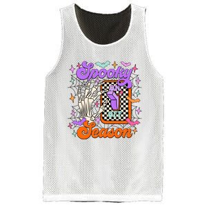 Spooky Season On Skeleton Hand Halloween Pumpkin Mesh Reversible Basketball Jersey Tank