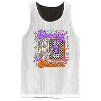 Spooky Season On Skeleton Hand Halloween Pumpkin Mesh Reversible Basketball Jersey Tank