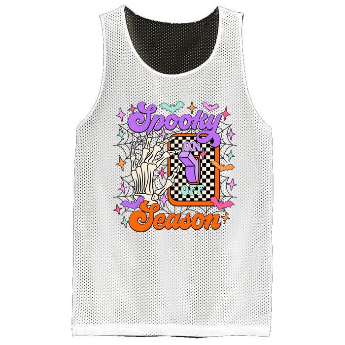 Spooky Season On Skeleton Hand Halloween Pumpkin Mesh Reversible Basketball Jersey Tank