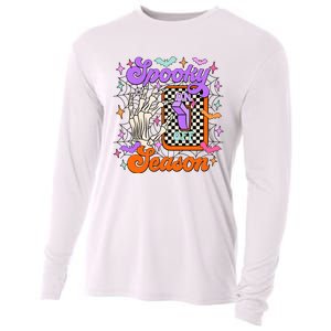 Spooky Season On Skeleton Hand Halloween Pumpkin Cooling Performance Long Sleeve Crew