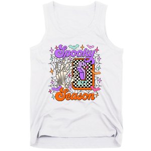 Spooky Season On Skeleton Hand Halloween Pumpkin Tank Top