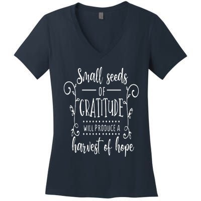 Small Seeds Of Gratitude Women's V-Neck T-Shirt