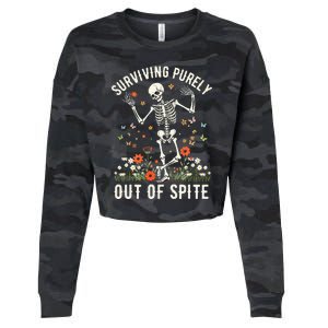 Skeleton Surviving Out Of Spite Alive Out Of Spite Cropped Pullover Crew