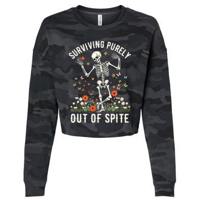 Skeleton Surviving Out Of Spite Alive Out Of Spite Cropped Pullover Crew