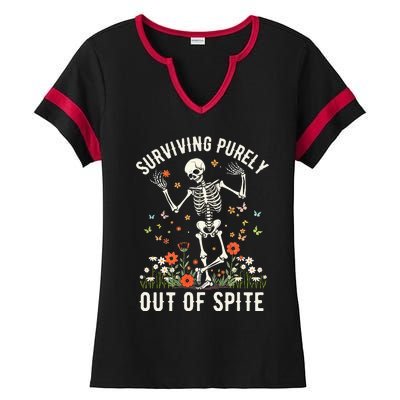 Skeleton Surviving Out Of Spite Alive Out Of Spite Ladies Halftime Notch Neck Tee