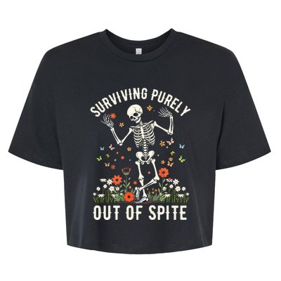 Skeleton Surviving Out Of Spite Alive Out Of Spite Bella+Canvas Jersey Crop Tee