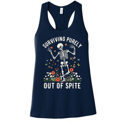 Skeleton Surviving Out Of Spite Alive Out Of Spite Women's Racerback Tank