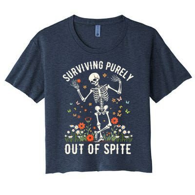 Skeleton Surviving Out Of Spite Alive Out Of Spite Women's Crop Top Tee