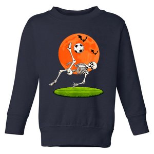 Soccer Skeleton Overhead Kick Soccer Player Halloween Moon Toddler Sweatshirt