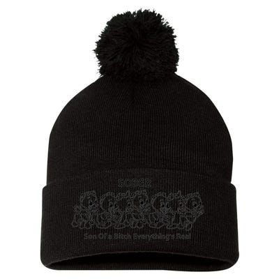 Sober Son Of A Bitch Everything's Real Pom Pom 12in Knit Beanie