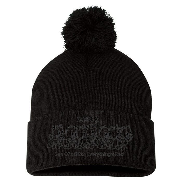 Sober Son Of A Bitch Everything's Real Pom Pom 12in Knit Beanie