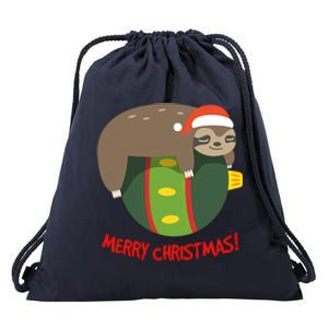 Sleeping Sloth On A Chrismtas Ball Drawstring Bag