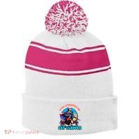Stay Strapped Or Get Clapped George Washington 4th Of July Stripe Pom Pom Beanie