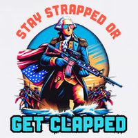 Stay Strapped Or Get Clapped George Washington 4th Of July Sustainable Bucket Hat