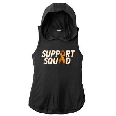 Support Squad Orange Ribbon Kidney Cancer Awareness Gift Ladies PosiCharge Tri-Blend Wicking Draft Hoodie Tank