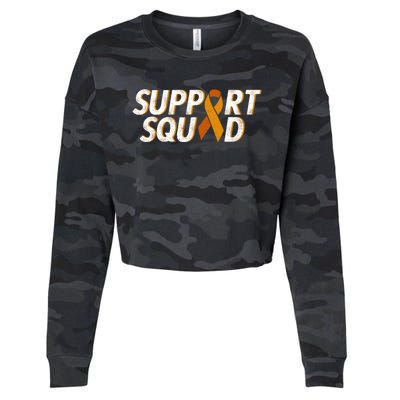 Support Squad Orange Ribbon Kidney Cancer Awareness Gift Cropped Pullover Crew