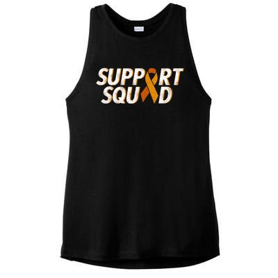 Support Squad Orange Ribbon Kidney Cancer Awareness Gift Ladies PosiCharge Tri-Blend Wicking Tank