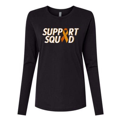 Support Squad Orange Ribbon Kidney Cancer Awareness Gift Womens Cotton Relaxed Long Sleeve T-Shirt