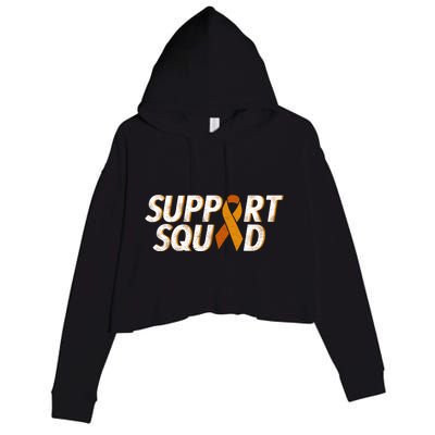 Support Squad Orange Ribbon Kidney Cancer Awareness Gift Crop Fleece Hoodie