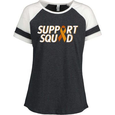 Support Squad Orange Ribbon Kidney Cancer Awareness Gift Enza Ladies Jersey Colorblock Tee