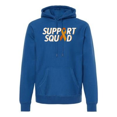 Support Squad Orange Ribbon Kidney Cancer Awareness Gift Premium Hoodie