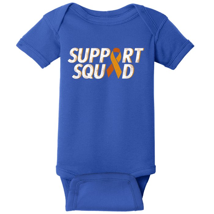 Support Squad Orange Ribbon Kidney Cancer Awareness Gift Baby Bodysuit