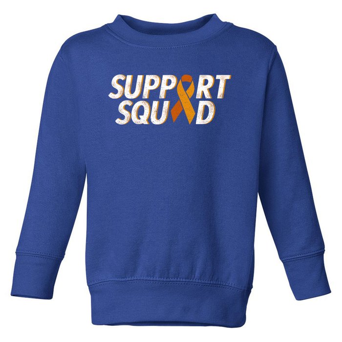 Support Squad Orange Ribbon Kidney Cancer Awareness Gift Toddler Sweatshirt