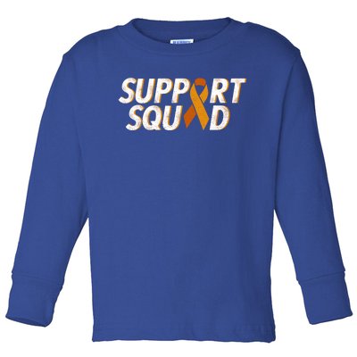 Support Squad Orange Ribbon Kidney Cancer Awareness Gift Toddler Long Sleeve Shirt