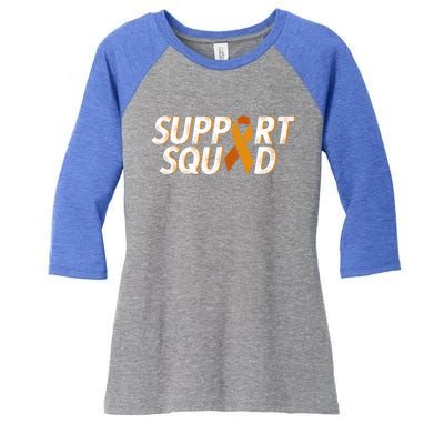 Support Squad Orange Ribbon Kidney Cancer Awareness Gift Women's Tri-Blend 3/4-Sleeve Raglan Shirt