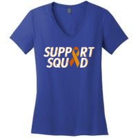 Support Squad Orange Ribbon Kidney Cancer Awareness Gift Women's V-Neck T-Shirt