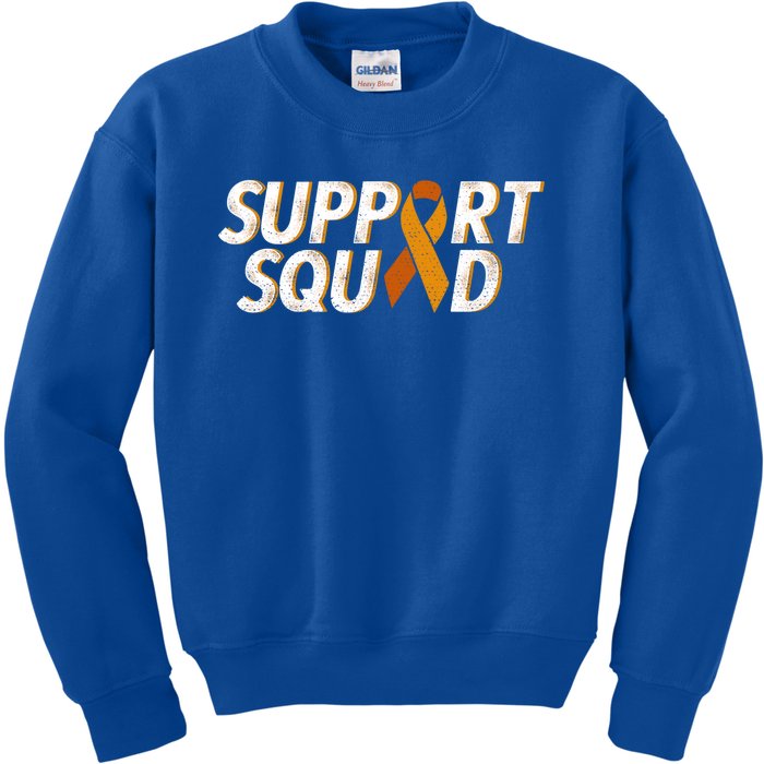 Support Squad Orange Ribbon Kidney Cancer Awareness Gift Kids Sweatshirt